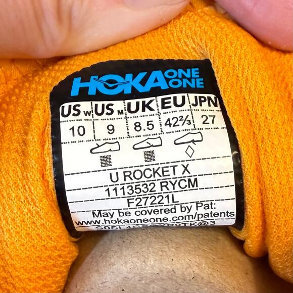 Hoka Rocket X Shoe Carbon Fiber Plate Run Radiant Yellow Camellia Unisex W10 M9 - Picture 8 of 12